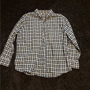 Woolrich Navy and White Plaid Button Down Shirt